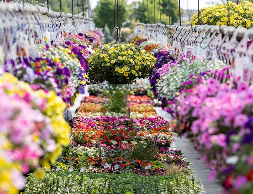 spring annuals in full bloom at The Farm at Green Village in Green Village, N.J.